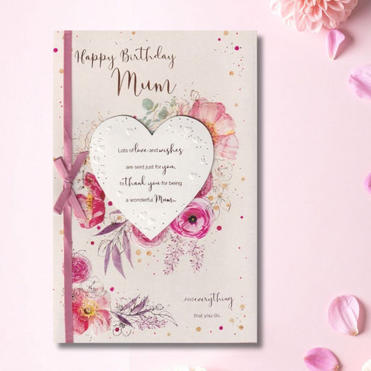 Mum Birthday Card - Large Decoupage Heart