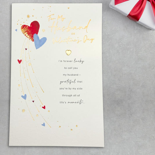 Husband Valentine's Day Large Card - Shower Of Hearts