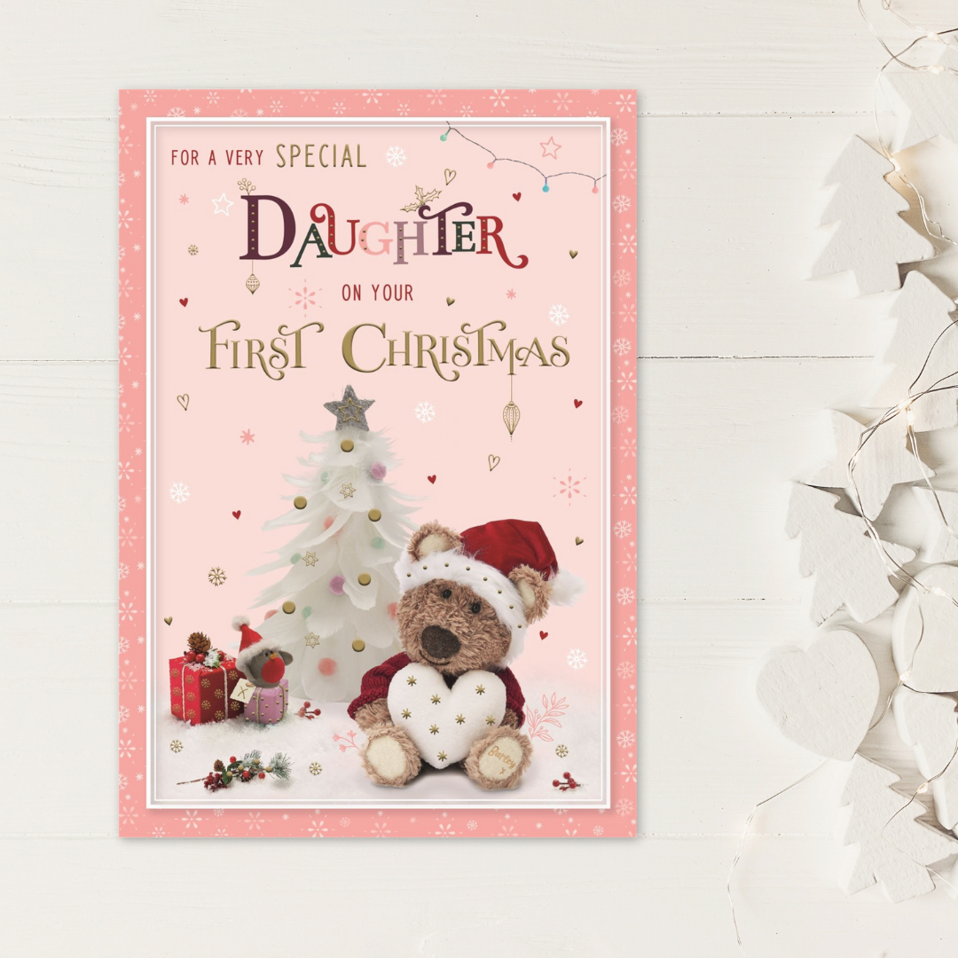 Daughter 1st Christmas Card - Barley Bear