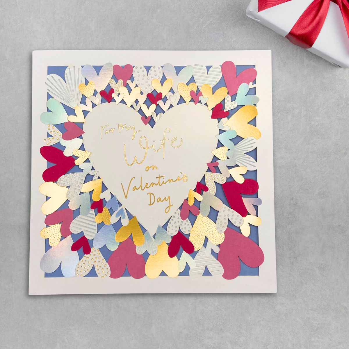 Wife Valentine's Day Large Card - Cut-Out Hearts