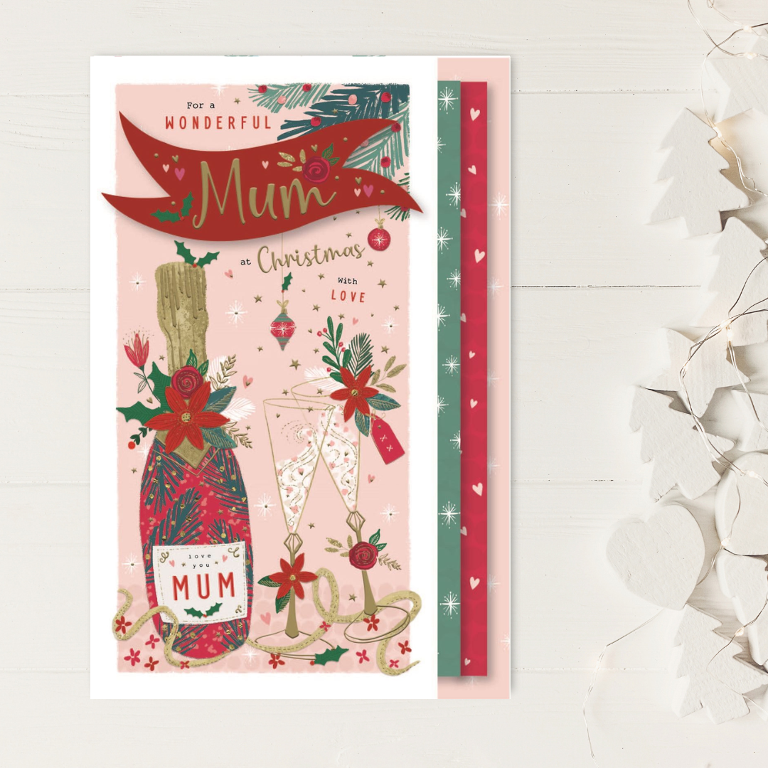 Mum Christmas Card - Large Pavillion Decoupage