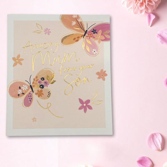 Mum From Son Mother's Day Card - Butterflies