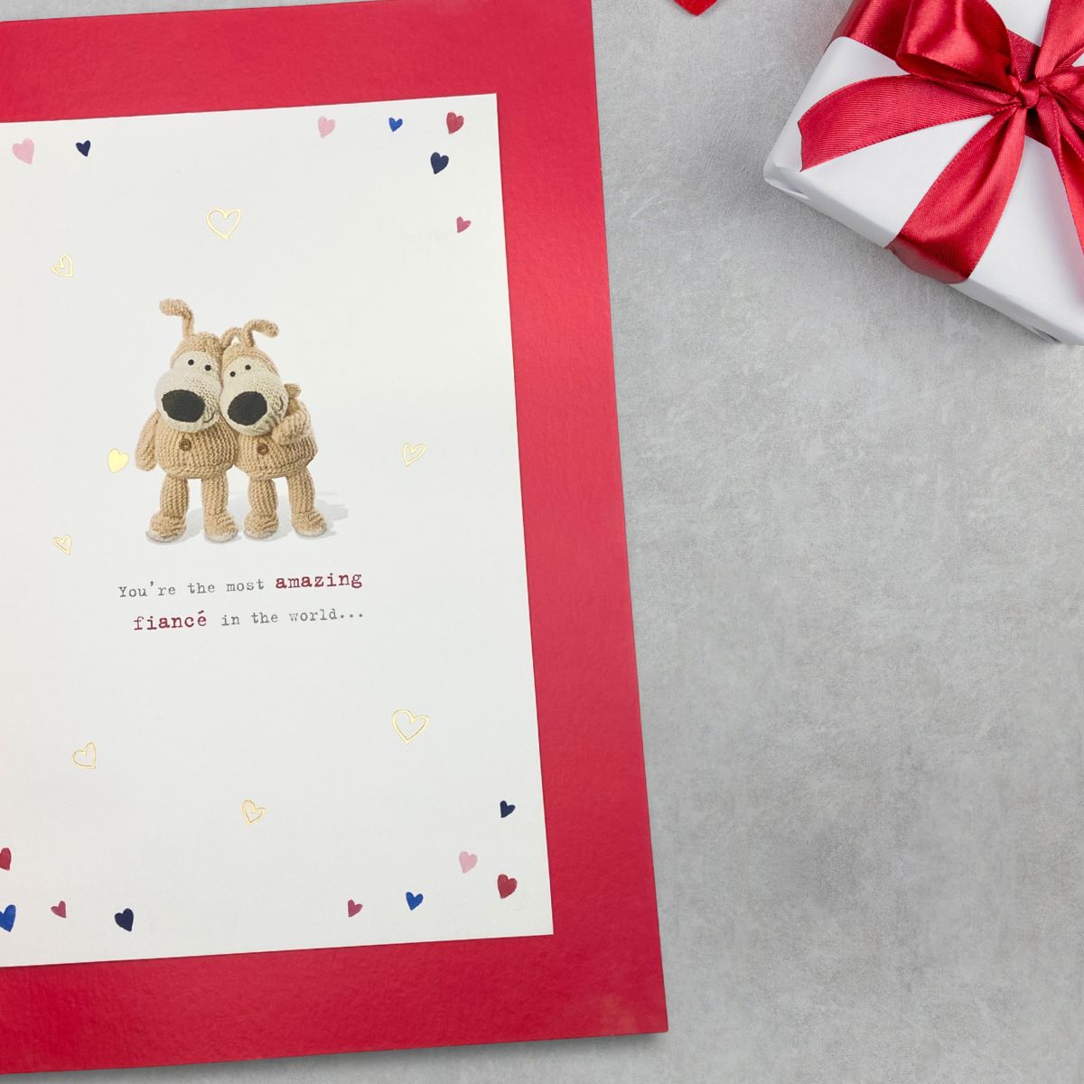 Fiancé Valentine's Day Large Card - Boofle Decoupage Hearts