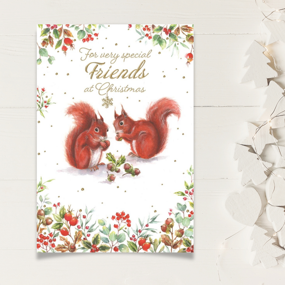 Friends Christmas Card - Squirrels & Nuts