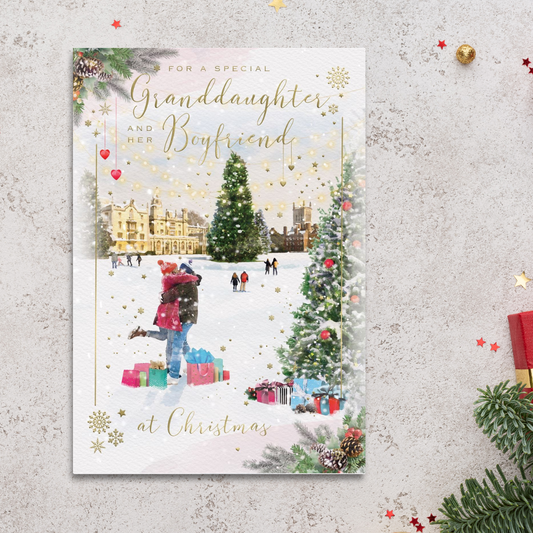 Granddaughter & Boyfriend Christmas Card - Brighstone Couple Embrace