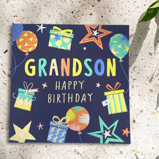 Grandson Birthday Card - Kindred Gift & Stars