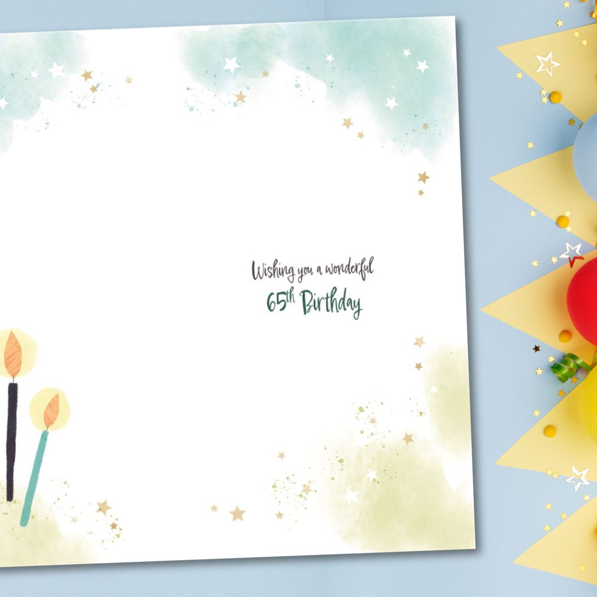 65th Birthday Card - Awash With Colour Candles