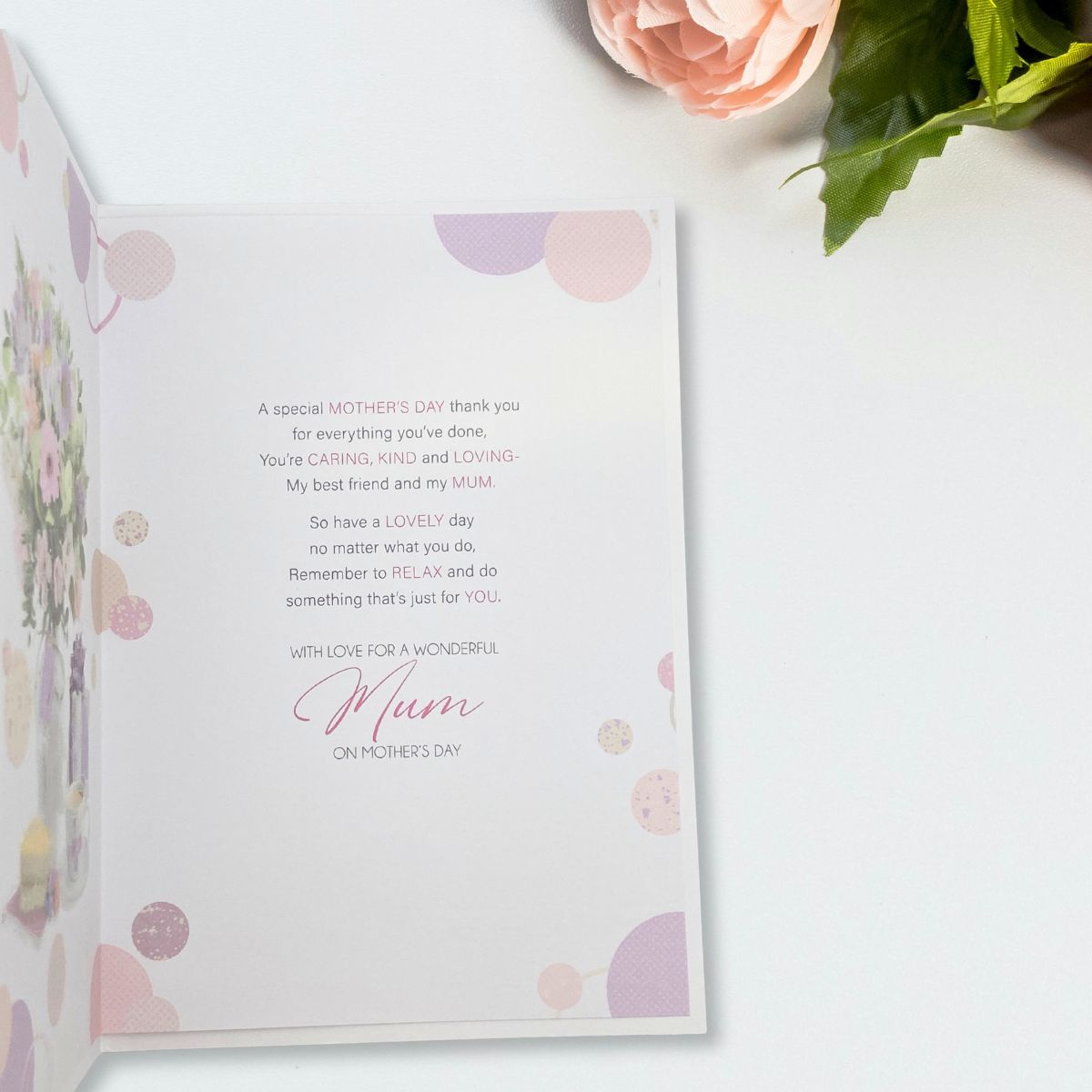 Mum Mother's Day Card - Flowers, Tea & Cakes