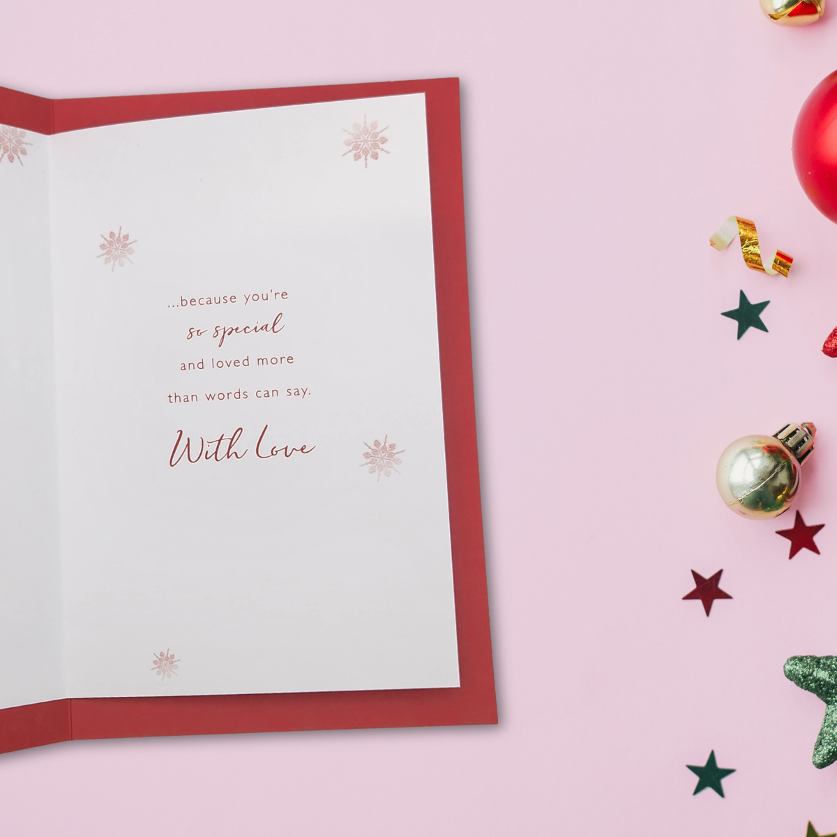 Mum & Dad Large Christmas Card - Floral Baubles