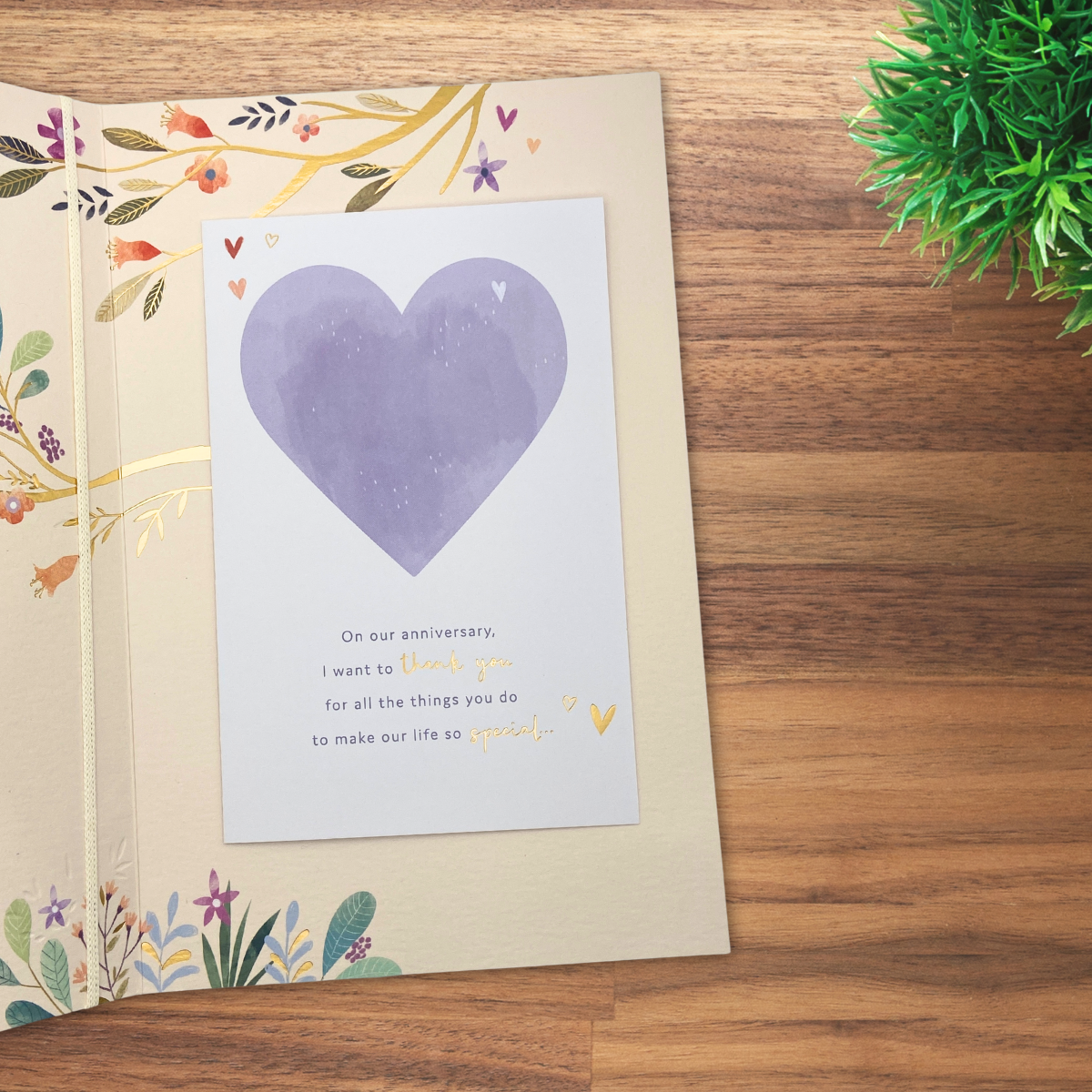 Wife Anniversary Card - Lace Doves & Hearts