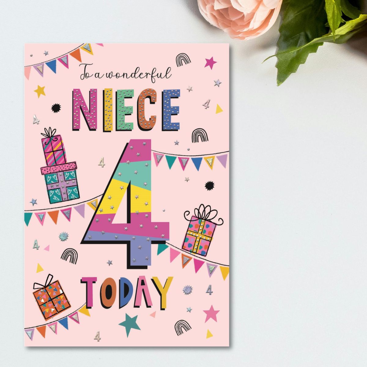 Niece 4th Birthday Card - Wonderful Wishes
