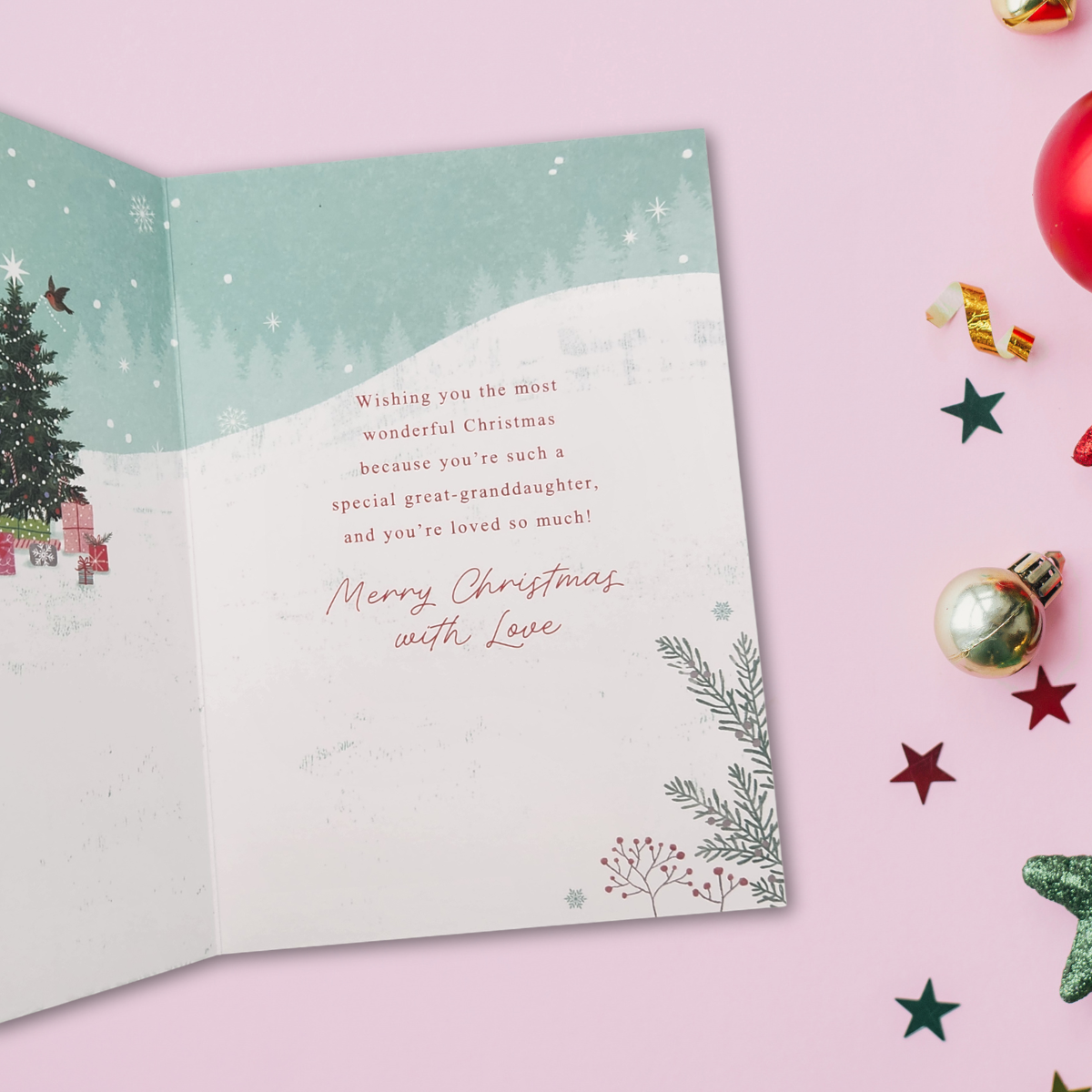 Great Granddaughter Christmas Card - Snowmand & Friends