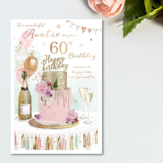 Auntie 60th Birthday Card - Essence Cake