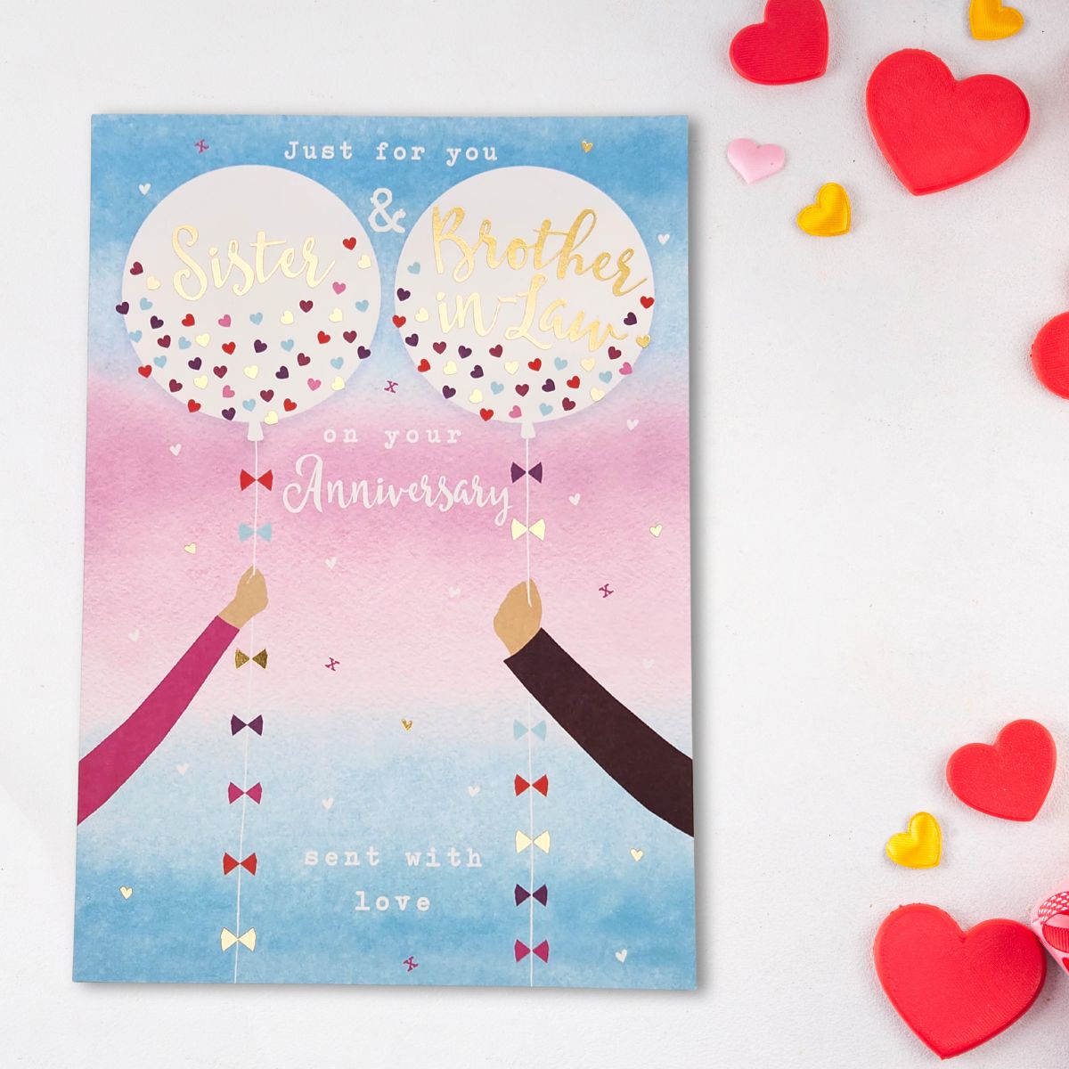Sister & Brother-In-Law Wedding Anniversary Card - Pastel Balloons
