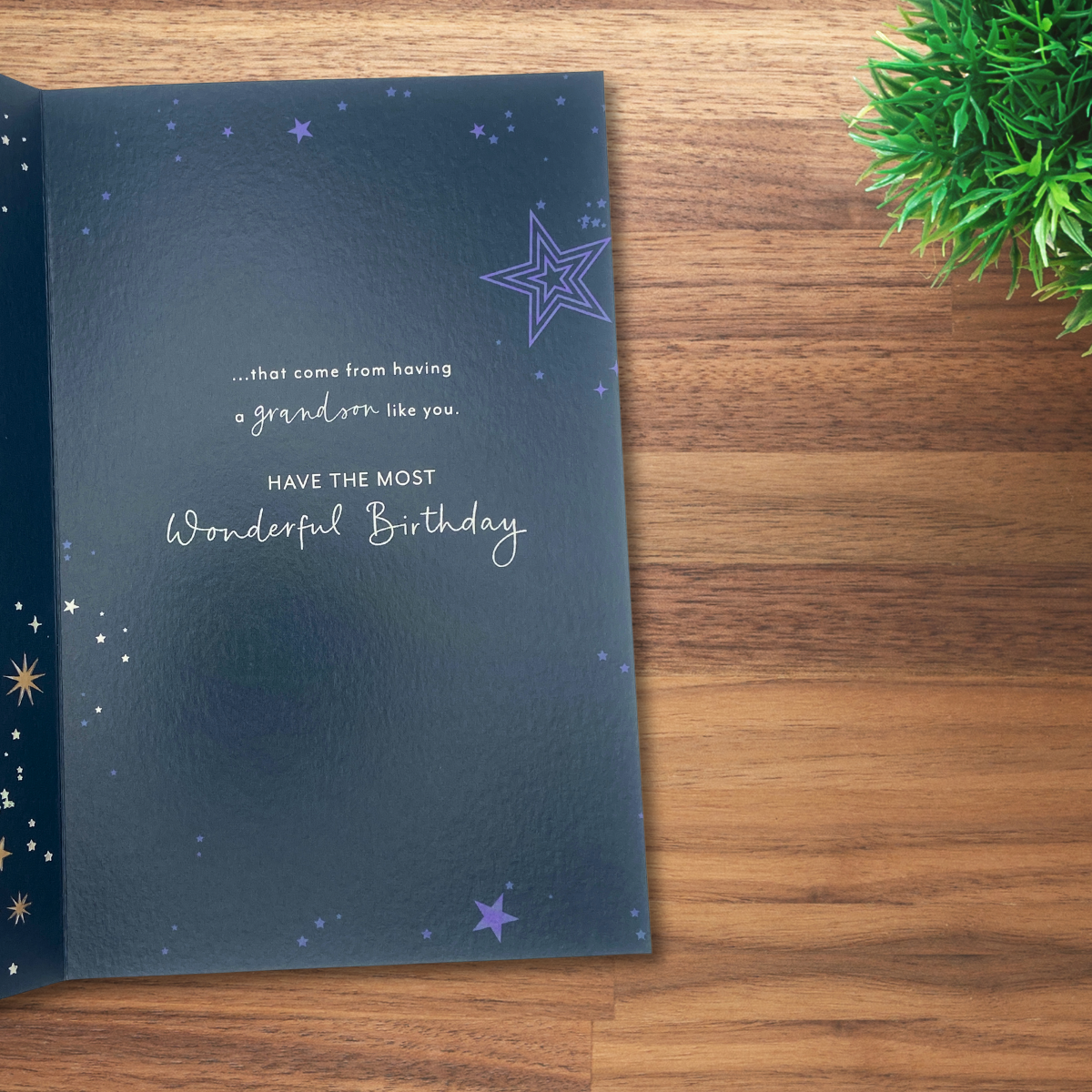 Grandson Birthday Card - 3 Fold Foiled Stars