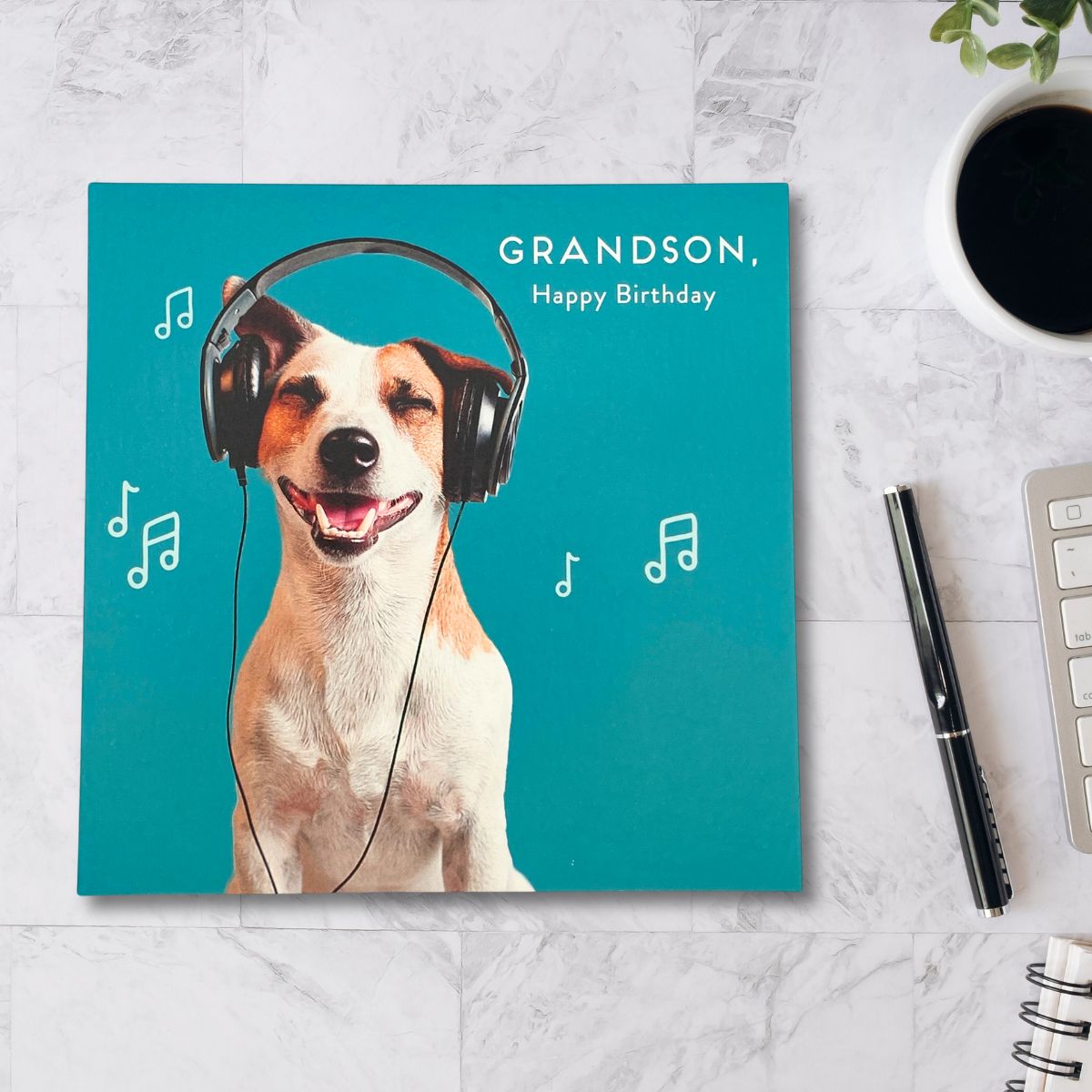 Grandson Birthday Card - Photographic Headphones