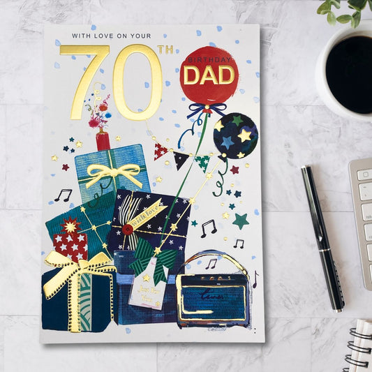 Dad 70th Birthday Card - Gifts & Balloons