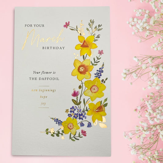 March Birthday Card - Flower Daffodil