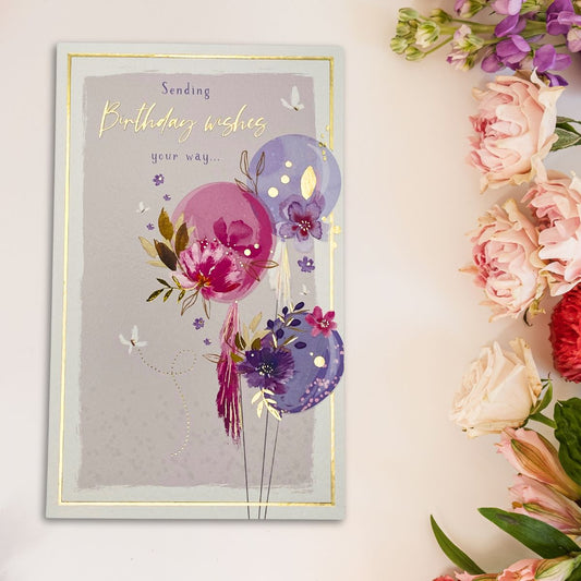 Skylight Birthday Card - Floral Balloons