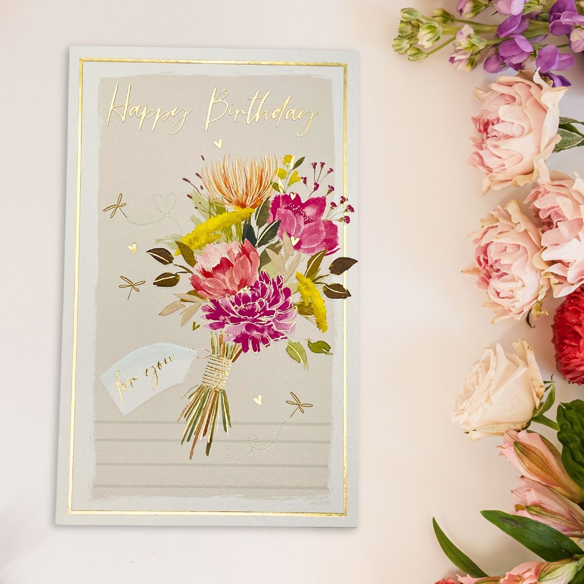 Skylight Birthday Card - Tied Bouquet