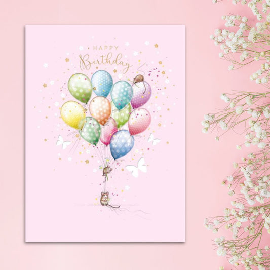 Joli Birthday Card - Mice & Balloons