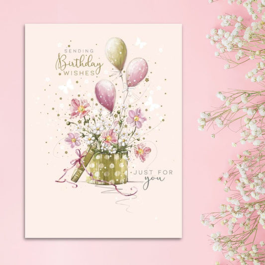 Joli Birthday Card - Floral Gift & Balloons