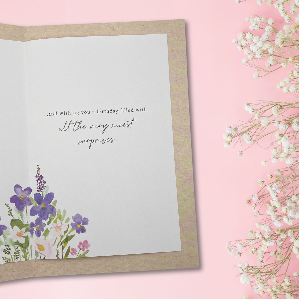 February Birthday Card - Flower Violet