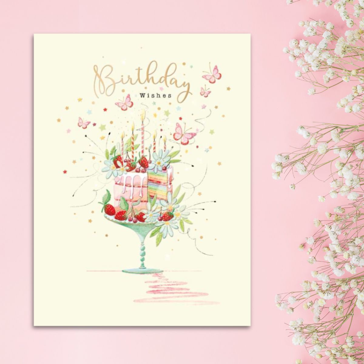 Joli Birthday Card - Strawberry Cake & Butterflies