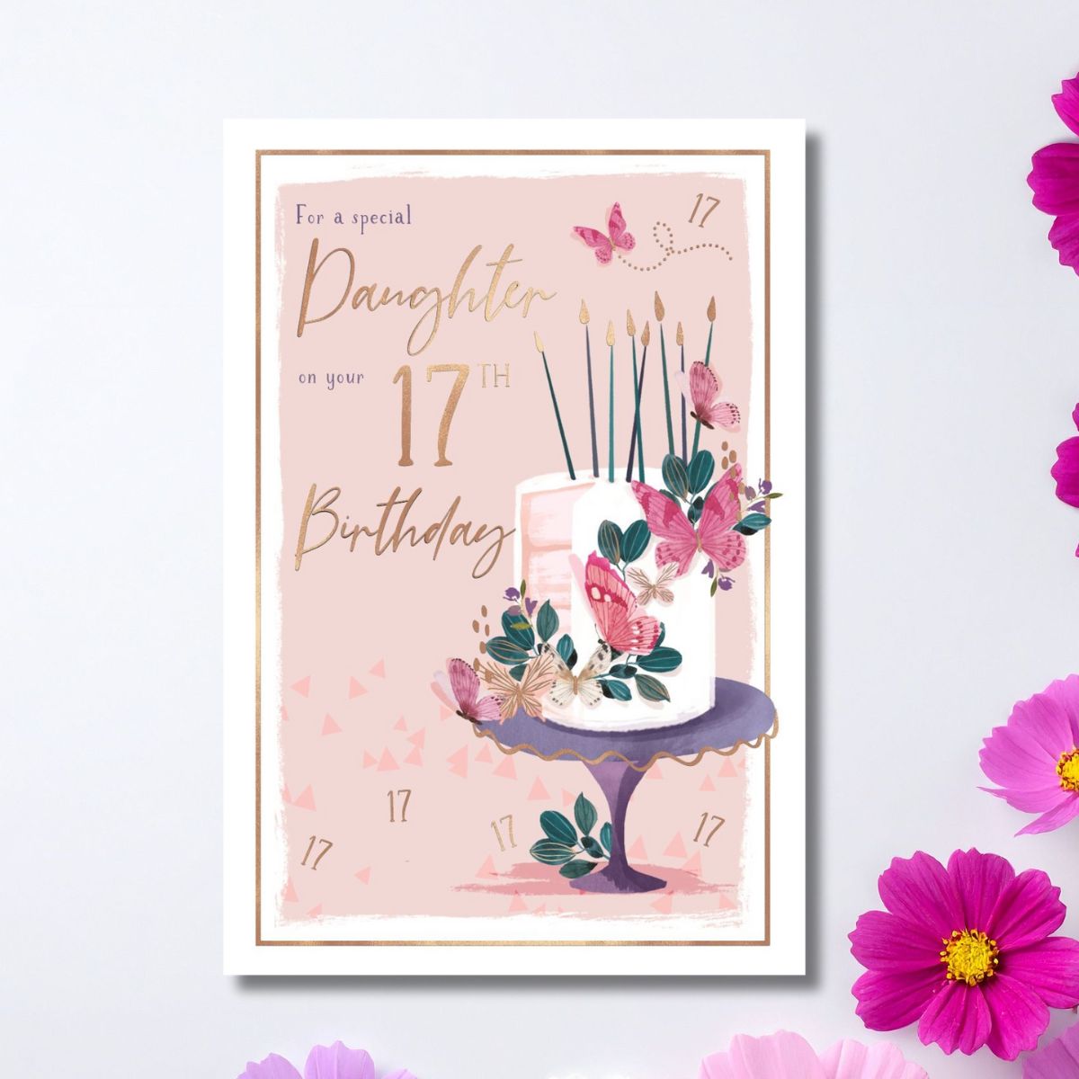 Daughter 17th Birthday Card - Pavillion Butterfly Cake