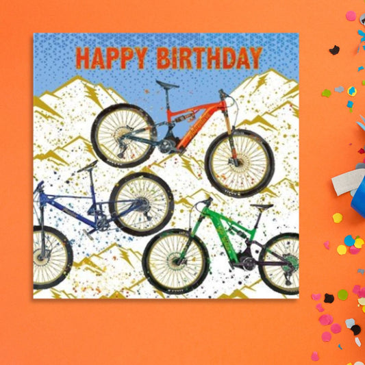 Pizazz Birthday Card - Mountain Bikes