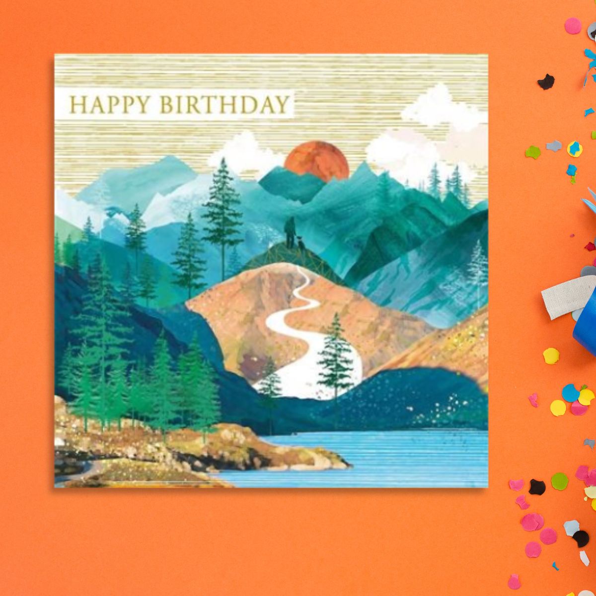 Pizazz Birthday Card - Mountain Scene