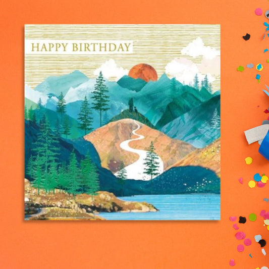 Pizazz Birthday Card - Mountain Scene