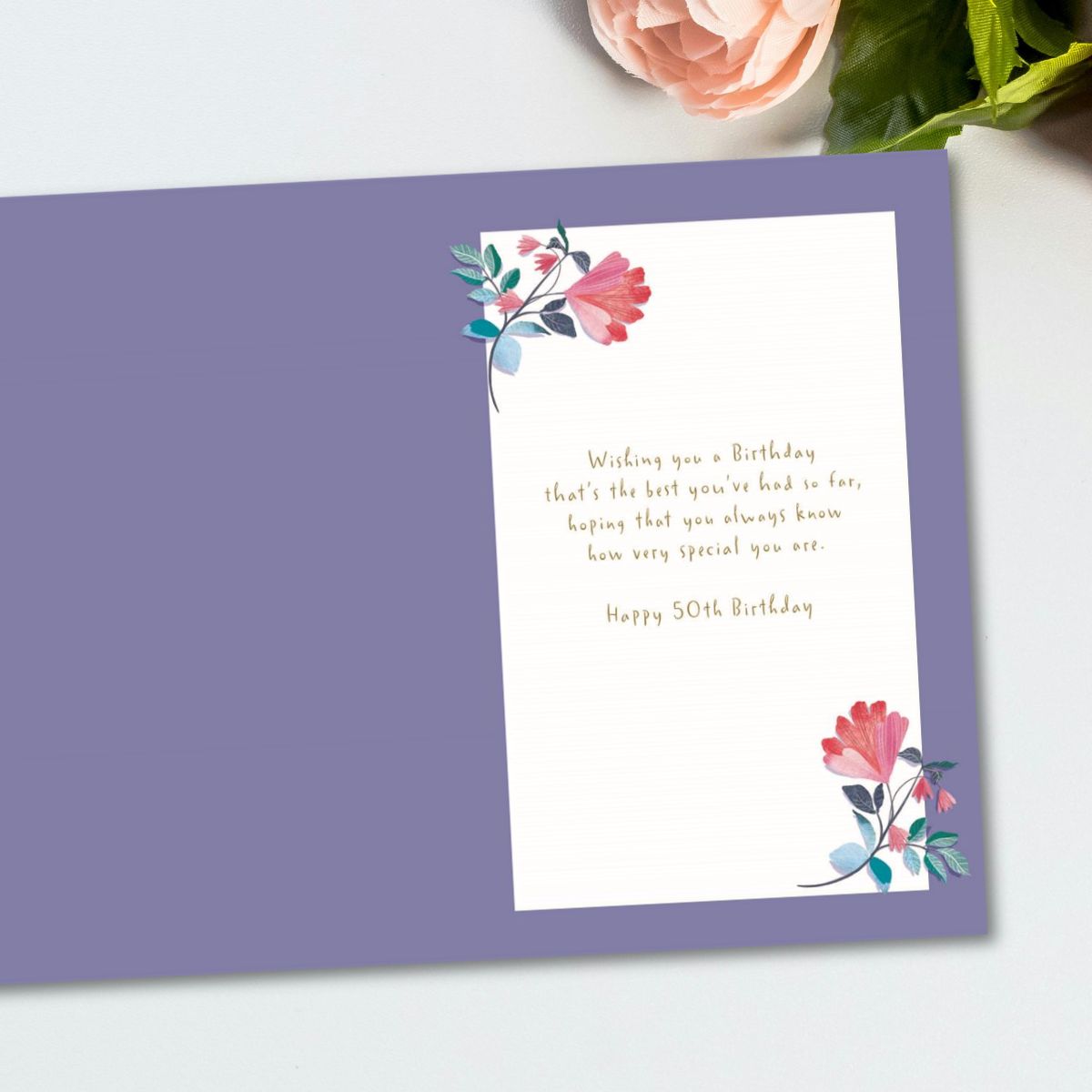 Friend 50th Birthday Card  - Big World Little Things Bird Bouquet