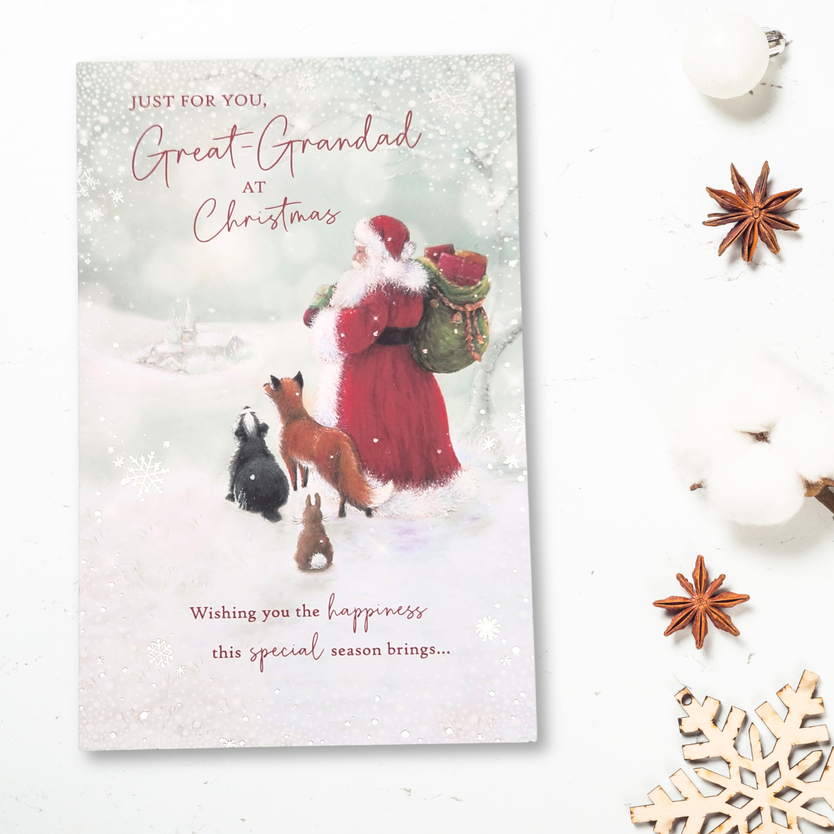 Great-Grandad Christmas Card - Watermark Santa & Friends