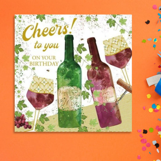 Pizazz Birthday Card - Red Wine Cheers