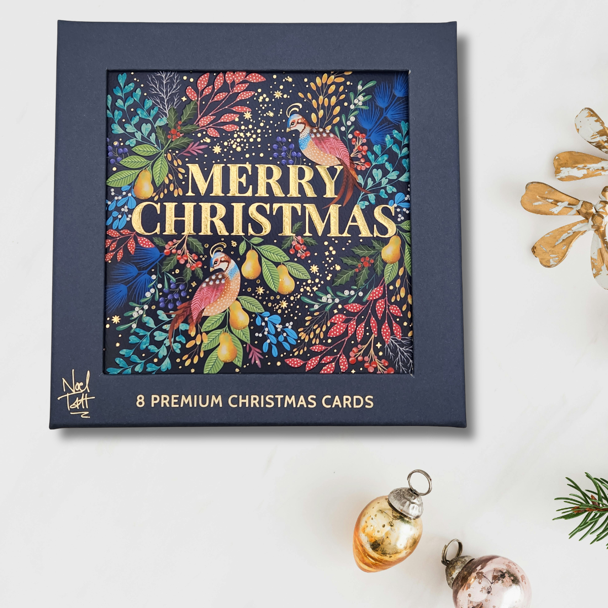 8 x Premium Christmas Cards In Box - Merry Christmas Pheasants