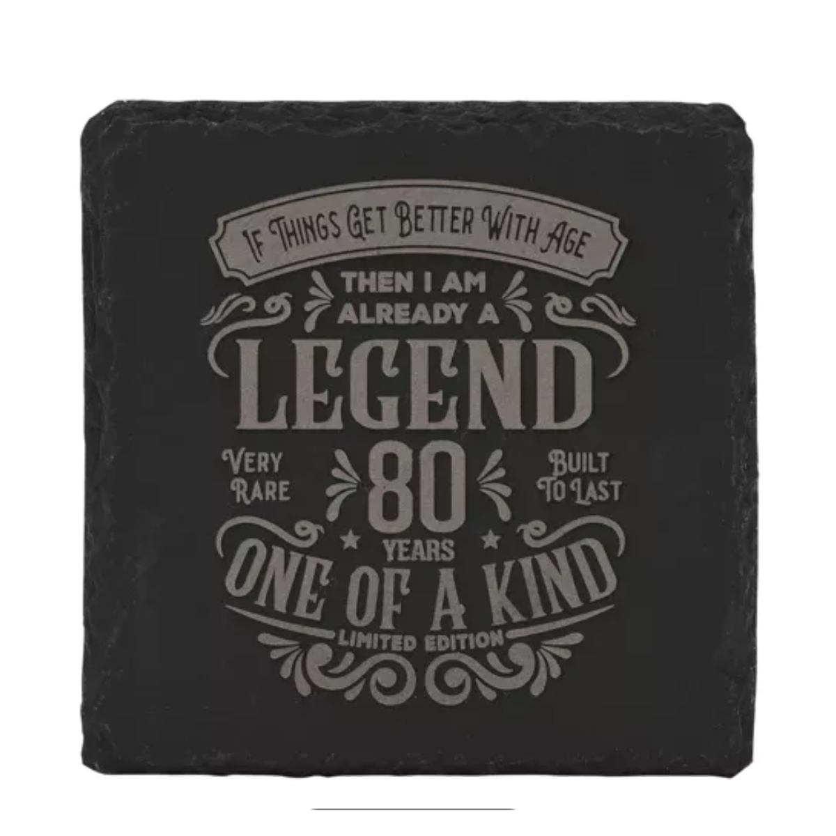 Age 80 Gift - Harvey Makin Legend Slate Coaster - 80 Years