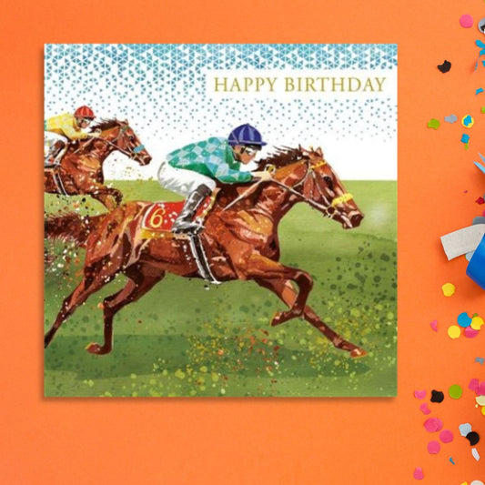 Pizazz Birthday Card - Horse Racing