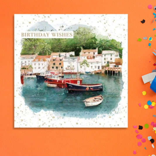 Pizazz Birthday Card - Harbour Scene