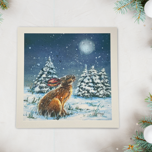 Open Christmas Card - Bree Merryn Snowy Heath Hare