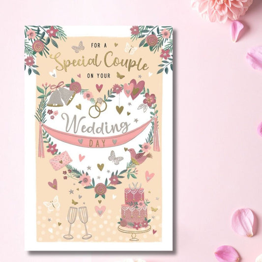 Wedding Day Card - Special Couple Heart Banner