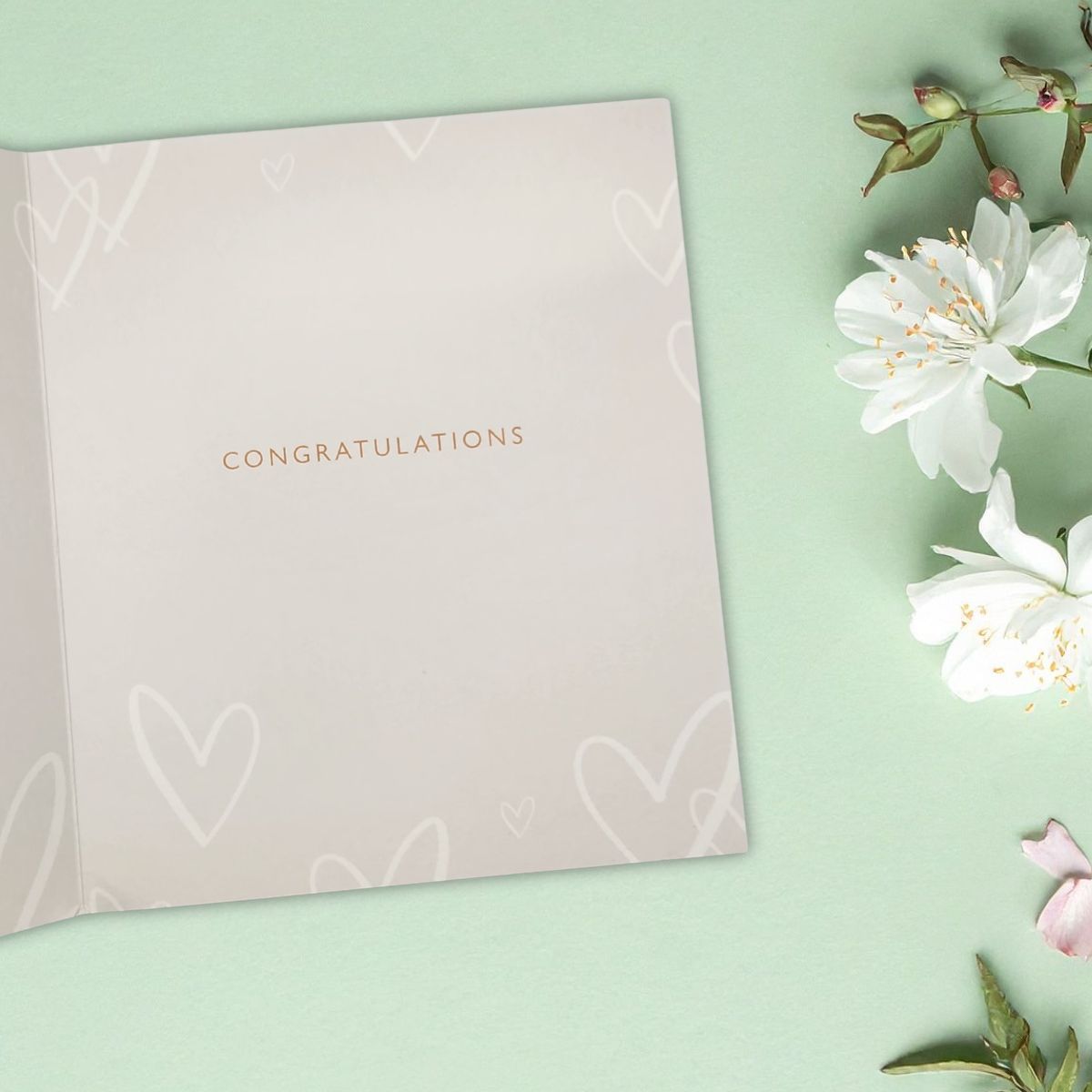 Engagement Card - Gold Flutes & Hearts