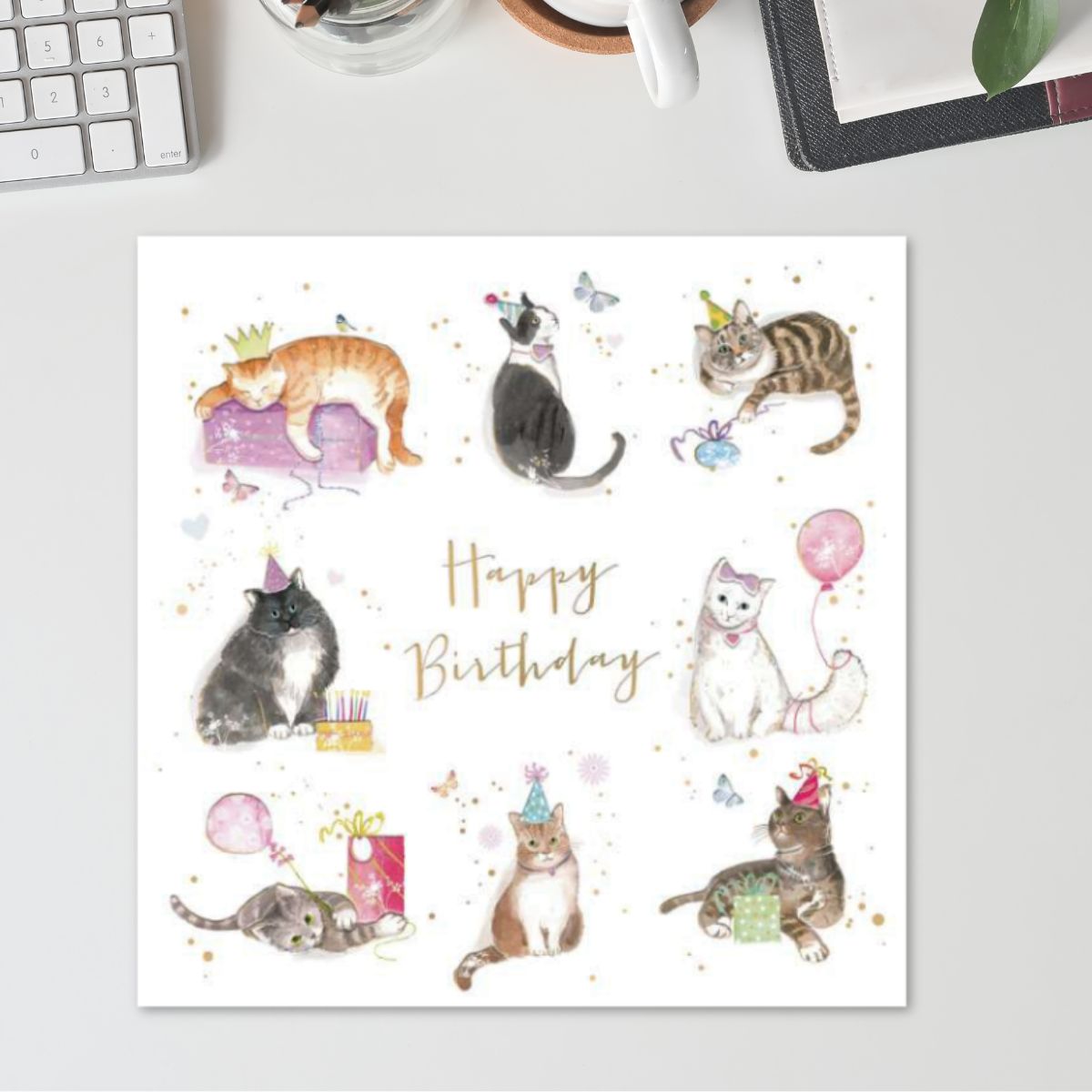 Cheri Birthday Card - Illustrated Party Cats