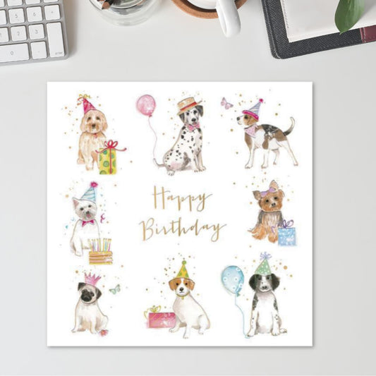 Cheri Birthday Card - Illustrated Party Dogs