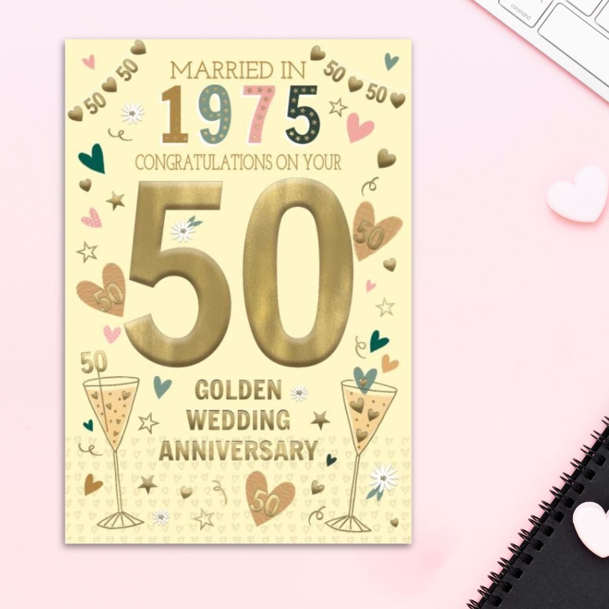 Golden Wedding Anniversary Card - 50th Married In 1975