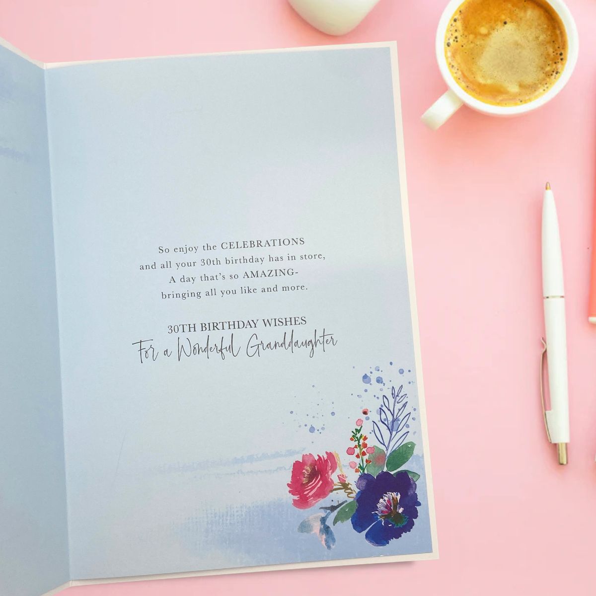 Granddaughter 30th Birthday Card - Floral Bubbly