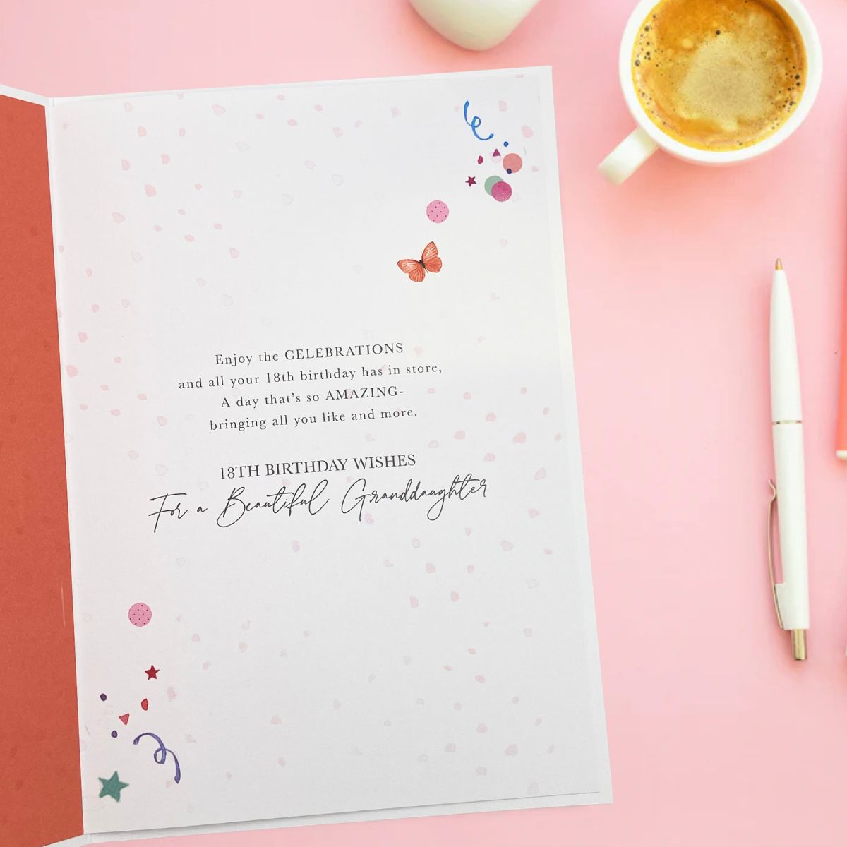 Granddaughter 18th Birthday Card - Butterfly & Balloons