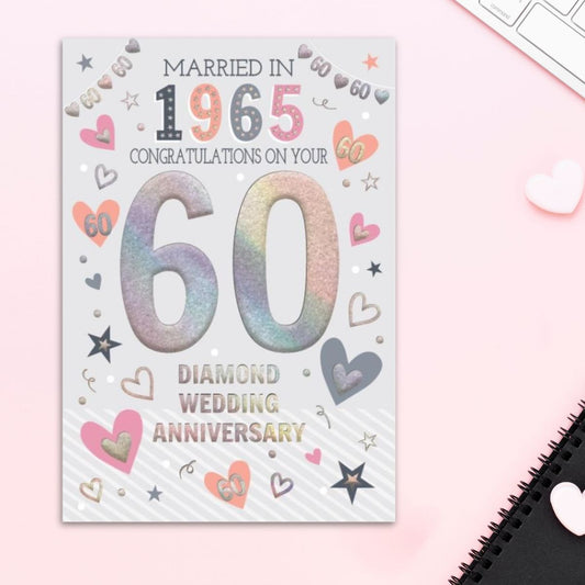 Diamond Wedding Anniversary Card - 60th Married In 1965