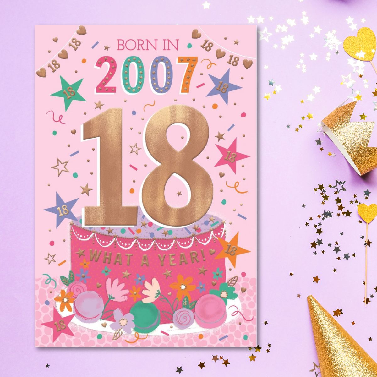 18th Birthday Card - Born In 2007 What A Year Pink