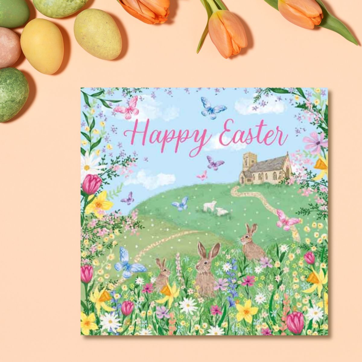 Easter Cards - Bunnies & Butterflies Pack Of 4 Cards